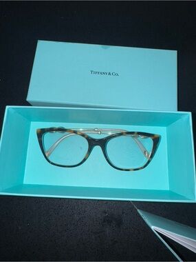 Tiffany & Co. Women's Tortoiseshell Cat-Eye Glasses - Brown & Amber